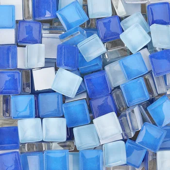 150 g mešanih Mozaik Kosov Razvrstan Barv Kvadratnih Bleščice Stekleni Mozaik Ploščice za DIY Obrti, Blago modra, vijolična, zelena