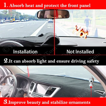 Za Hyundai Solaris Naglas 2011 -2017 RB Anti-Slip Usnje Mat nadzorna plošča Pokrov Pad Dežnik Dashmat Pribor 2016