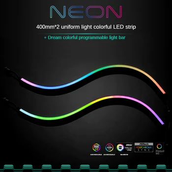 PHANTEKS Combo Svetlobni Trakovi ARGB Neon Računalnik Primeru Okrasni LED Trak 5V 3PIN Prilagodljiv Lučka 13mmx5.5mmx400mm za PC Ohišje