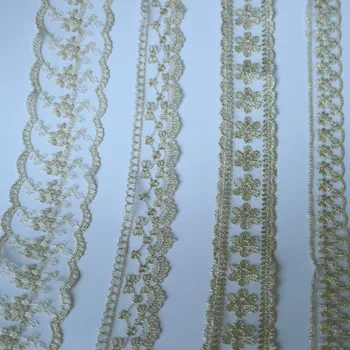 5yards vezeni cvetlični čipke trim za Oblačila Zlata nit čipke okraski in trakovi za obleko DIY obrti dodatki