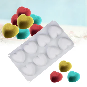 8 Lukenj Srca v Obliki 3D Silicij Čokolada Jelly Candy Torto Bakeware Plesni DIY Pecivo Bar Led Kalup za Peko Fondat Cupcake Orodje