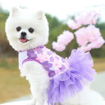Hišni Pes Princesa Obleko Modne Cvetlični Gaza Za Psiček Sweet Poroka Obleke Festival Stranka Oblačil Za Pomlad Poletje