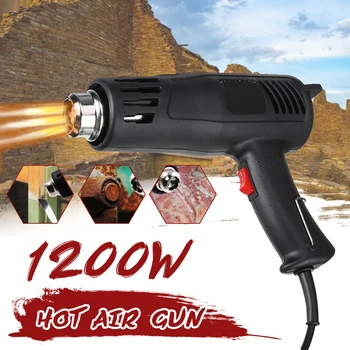 Toplotno Pištolo 1200W Električni Vroč Zrak Pištolo 150°C-550°C Plug-v Dvojni Pretok Zraka Nastavitve za Zmanjševanje Zavijanje PVC Barve Sušenje