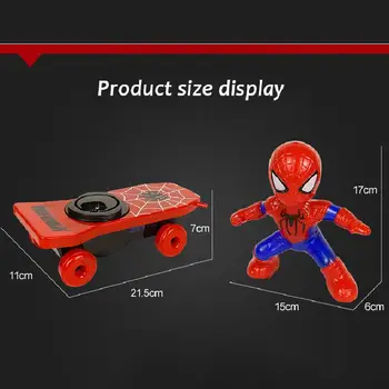 Marvel Spider-man Električna Glasba Igrače Stunt Skuterji Samodejno Flip Vrtenja Skateboard Acousto-optična Igrača Avto Darilo Za Otroke Fantje