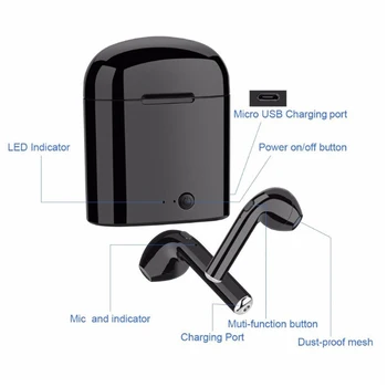 I7s TWS Brezžične Bluetooth Slušalke za V uho Stereo Gaming Šport Čepkov S Polnjenjem Polje za iPhone Xiaomi huawei vse telefon
