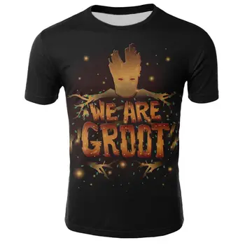 Moda za mlade Groot priložnostne človek 3d natisnjeni T-shirt retro estetiko, gothic Harajuku kratek rokav plus velikost ulične T-shirt