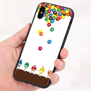 Srčkan M&M Čokolada Silikonski Pokrovček Za Apple IPhone Mini 12 11 Pro XS MAX XR X 8 7 6S 6 Plus 5S SE Telefon Primeru