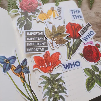 12pcs Letnik cvet vrtnice tulipanov nalepke DIY scrapbooking album junk list vesel načrtovalec dekorativne nalepke