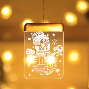 Božič LED Bell Snežaka Sesalni Svetlobo Baterije Steklena Notranja Novo Leto, Božič Declass Za Domačo Spalnico Okno Dekor