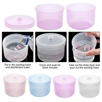 4 Barve Nohtov Sveder Čiščenje Razkuževanje Škatla Za Shranjevanje Nail Art Manikura Orodje Krog Čisto Sterilizator Plastični Primeru