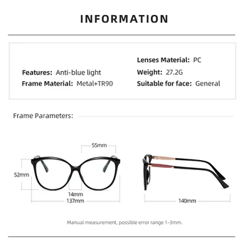 AEVOGUE Anti-Modra Očala, Računalnik Ogledalo TR90 Okvir Moda Cat Eye Glasses AE1045