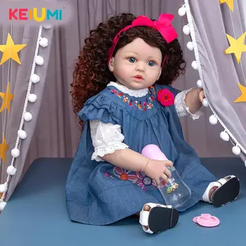 KEIUMI 23 Inch, Kot Princesa, ki so Prerojeni Celotno Telo, Silikonski Baby Doll Igrače Realne Bebe Malčka Boneca Kopel Igrače Lutka Kid 's Gift