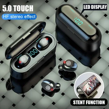 Savioke F9 TWS Bluetooth Slušalke z Mikrofonom Touch Kontrole Brezžične Slušalke Mini HI-fi V-Čepkov Šport Teče Heasets